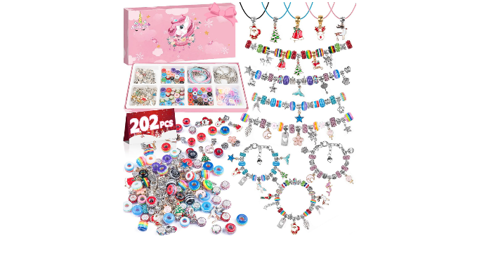 Anicco Bracelet Making Kit for Girls,202PCS Charm Bracelet Making Kit with  Beads,and Necklace for DIY Craft Gifts for Teen Girls Age 8-12,Christmas  Gifts for Girls, with A Unicorn Gift Box - Coupon